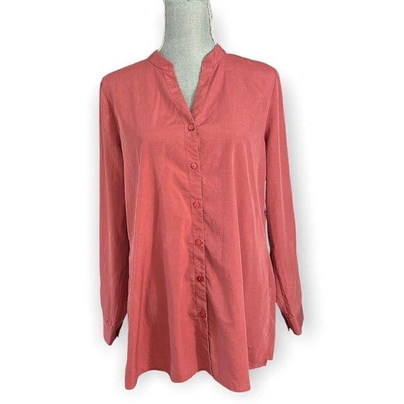 Eileen Fisher Sand-washed Tencel Stand Collar Top Size M - Picture 4 of 6